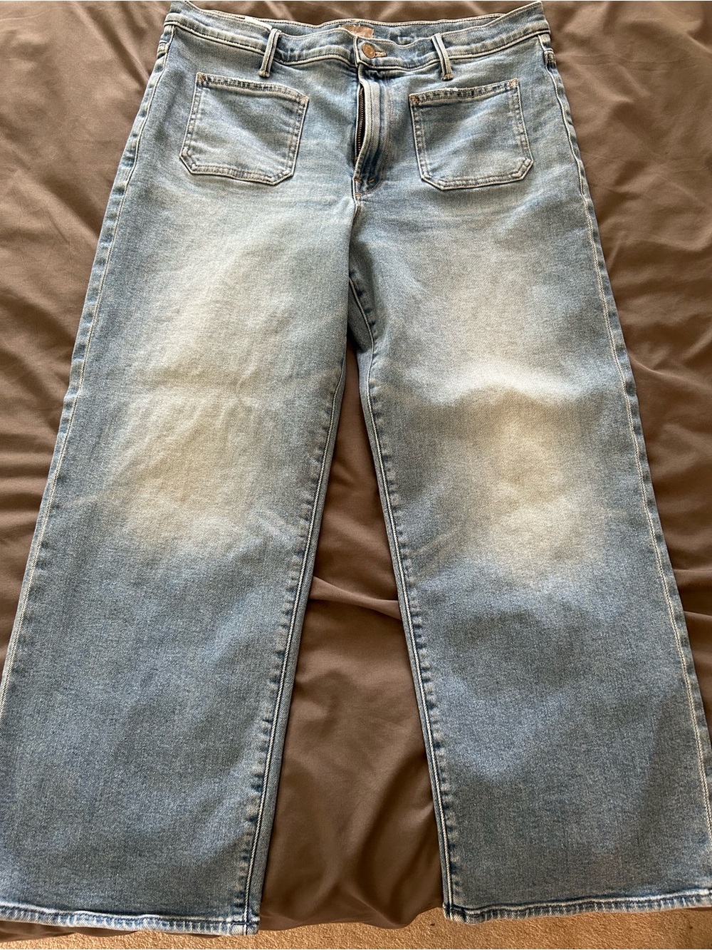 MOTHER Light Blue Cropped Wide-Leg Jeans